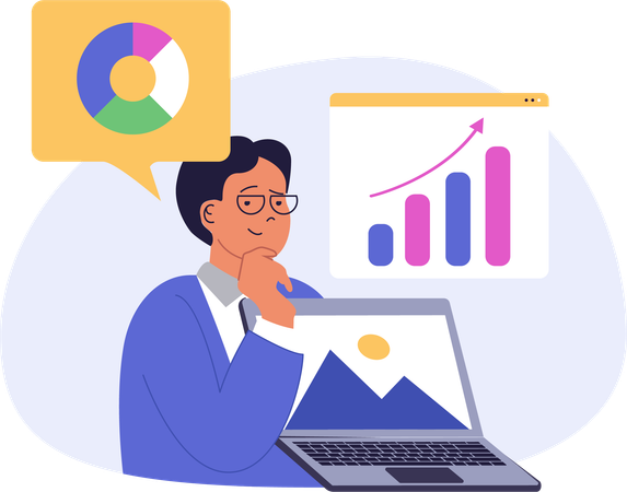 Businessman presenting business data  Illustration