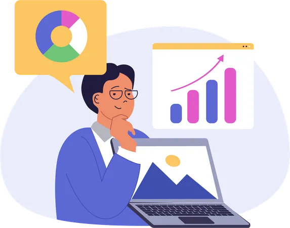 Businessman presenting business data  Illustration