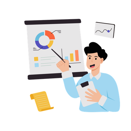 Businessman presenting business data  Illustration