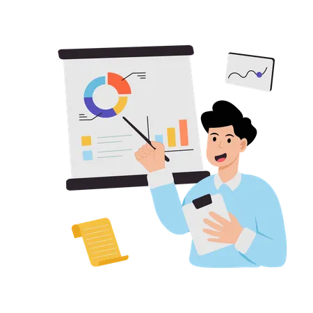 Businessman presenting business data  Illustration