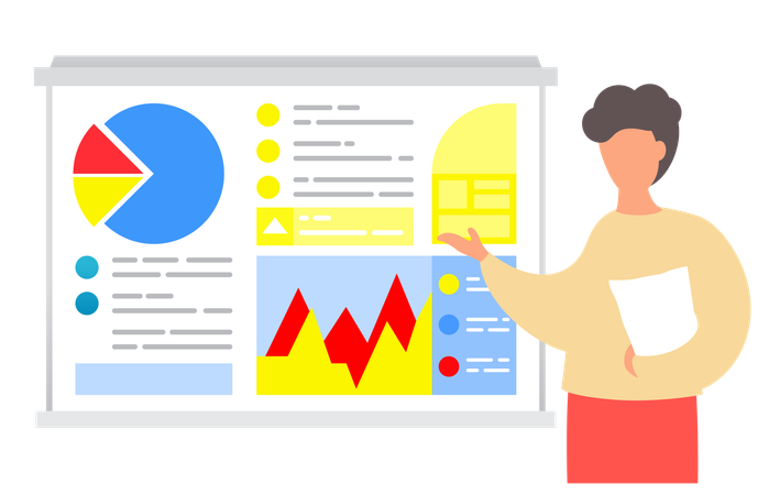 Businessman presenting business data  Illustration