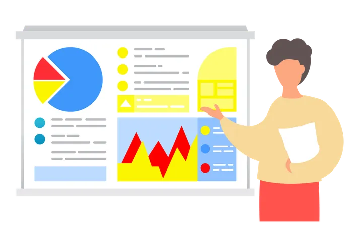 Businessman presenting business data  Illustration