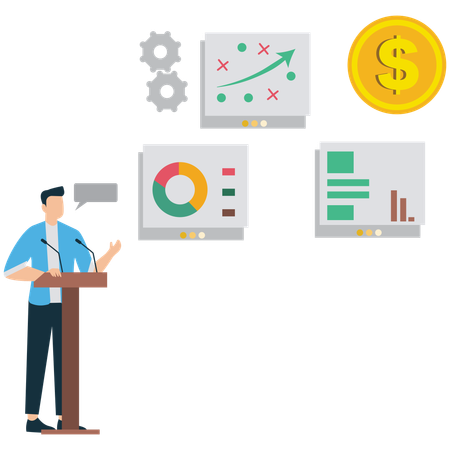 Businessman presenting business idea  Illustration