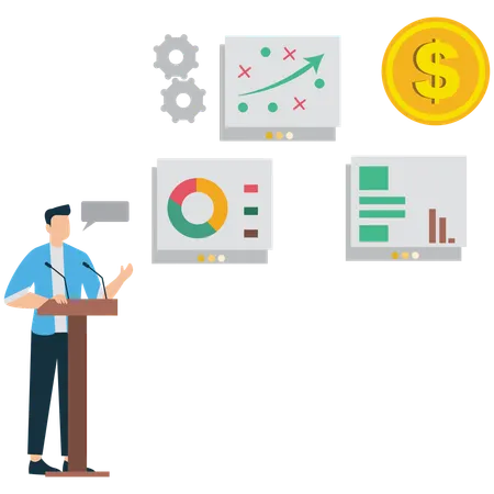 Businessman presenting business idea  Illustration