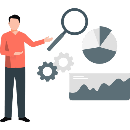 Businessman presenting business pie chart  Illustration