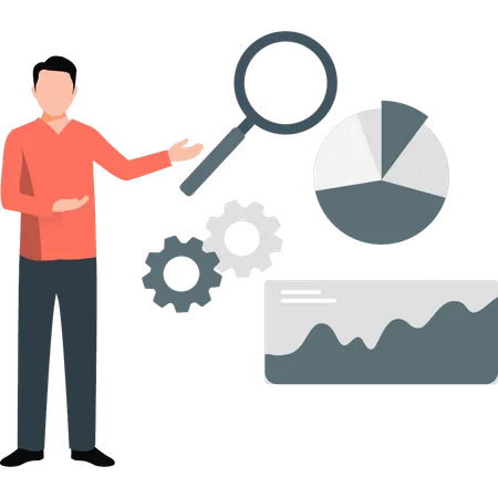 Businessman presenting business pie chart  Illustration