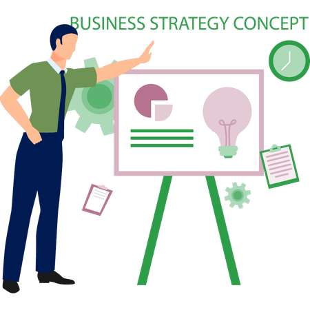 Businessman presenting business strategy  Illustration