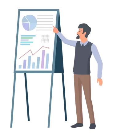 Businessman presenting data analysis  Illustration
