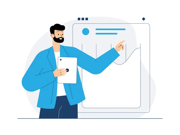 Businessman presenting data analysis  Illustration