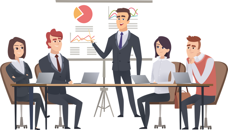 Businessman presenting data analysis  Illustration