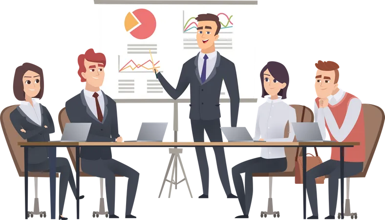 Businessman presenting data analysis  Illustration