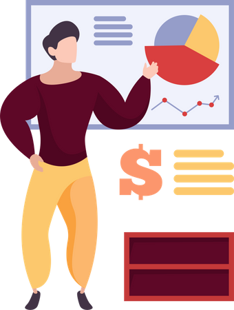 Businessman presenting data analysis  Illustration