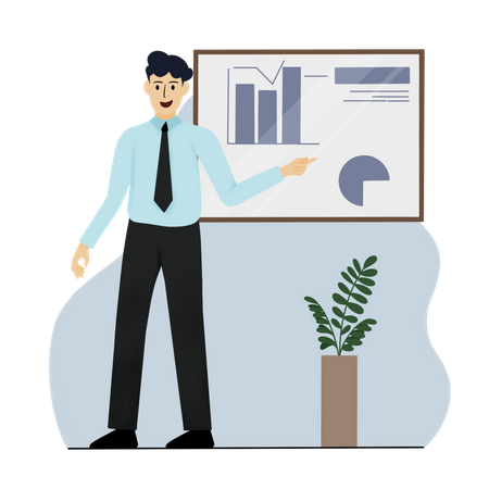 Businessman presenting data analysis  Illustration