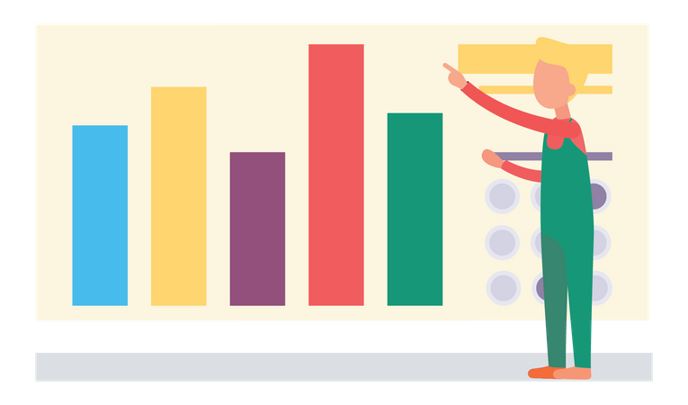 Businessman presenting data analysis  Illustration