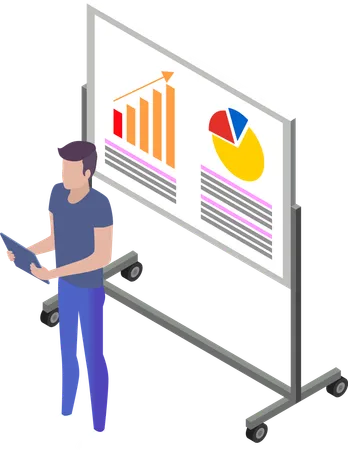 Businessman presenting data analysis to employees  Illustration