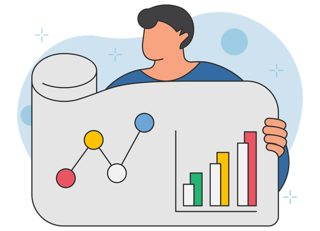 Businessman presenting data analytics  Illustration