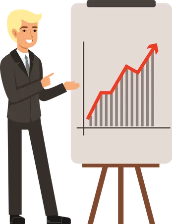 Businessman presenting data analytics Illustration