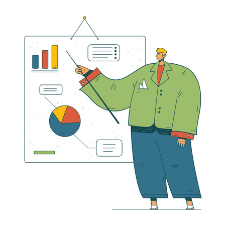 Businessman presenting data analytics  Illustration