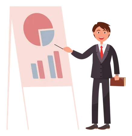 Businessman presenting data analytics chart  Illustration