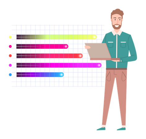 Businessman presenting data analytics  Illustration