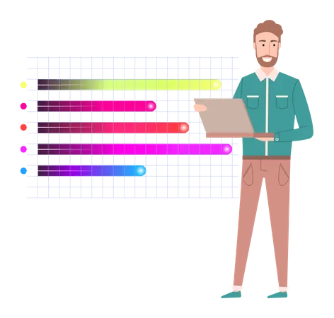 Businessman presenting data analytics  Illustration