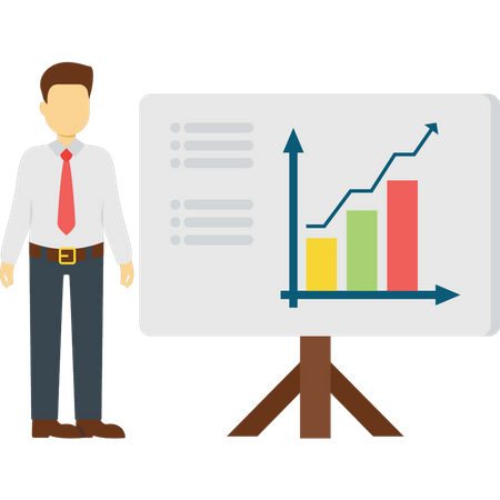 Businessman presenting data analytics  Illustration