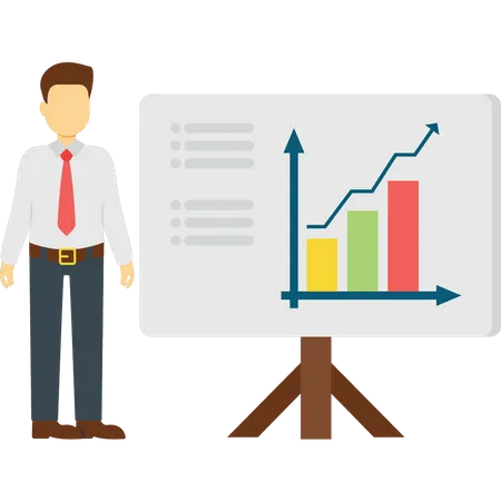 Businessman presenting data analytics  Illustration