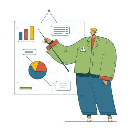 Businessman presenting data analytics  Illustration