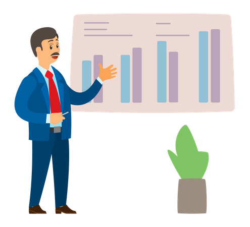 Businessman presenting data analytics  Illustration