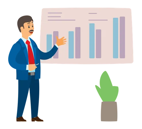 Businessman presenting data analytics  Illustration