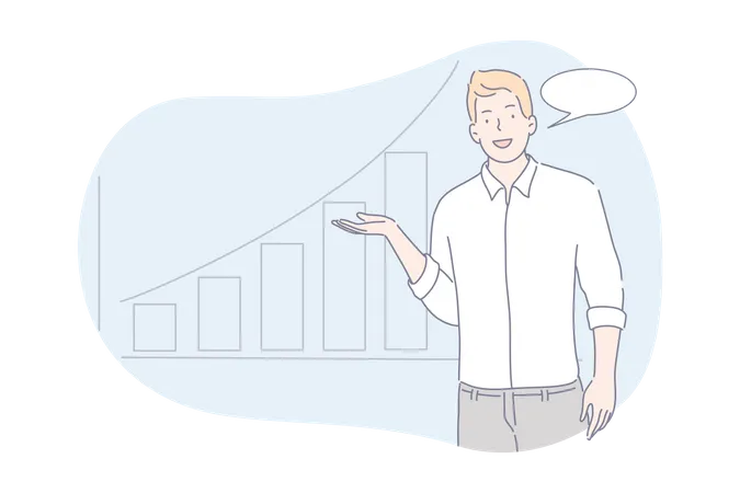 Businessman presenting data analytics  Illustration