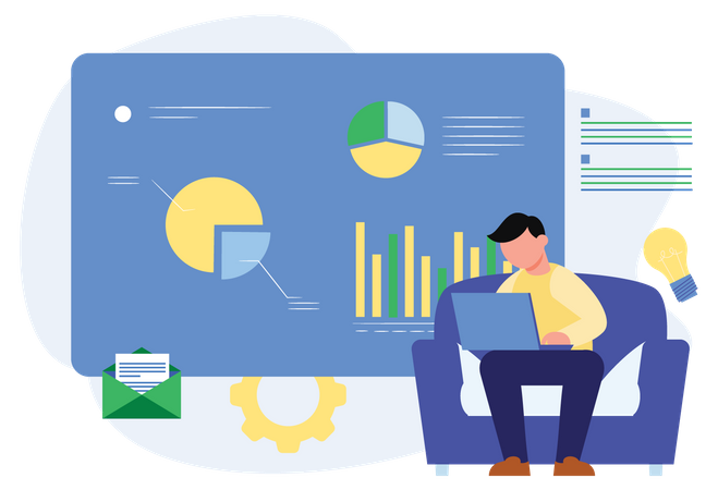 Businessman presenting data analytics  Illustration