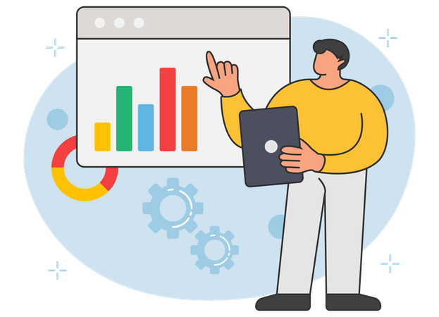 Businessman presenting data analytics  Illustration