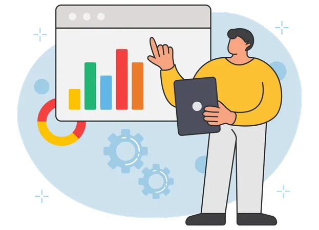 Businessman presenting data analytics  Illustration