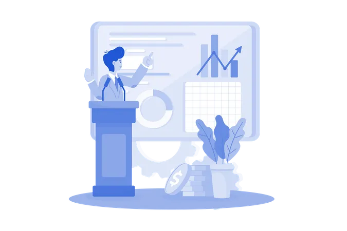 Businessman Presenting Data Analytics  Illustration