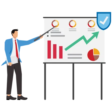 Businessman presenting data in meeting  Illustration