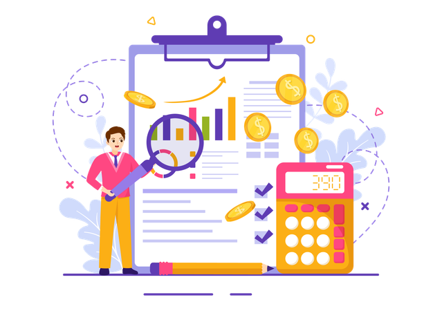 Businessman presenting data statistics  Illustration