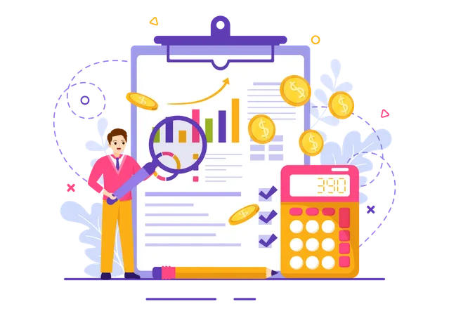 Businessman presenting data statistics  Illustration