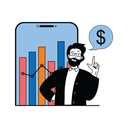 Businessman presenting finance growth graph  Illustration