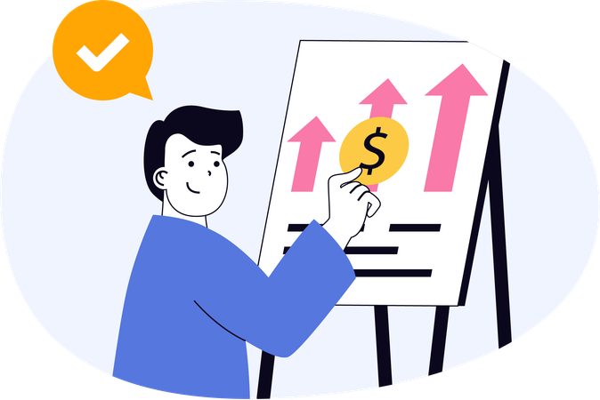 Businessman presenting financial chart in meeting  Illustration