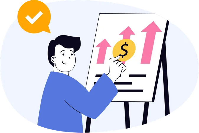 Businessman presenting financial chart in meeting  Illustration