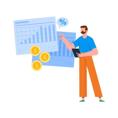 Businessman Presenting Financial Growth Charts  Illustration