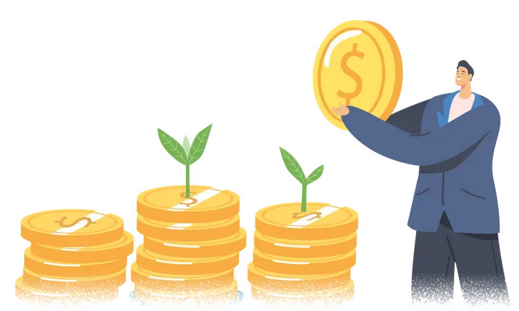 Businessman Presenting Financial Growth  Illustration