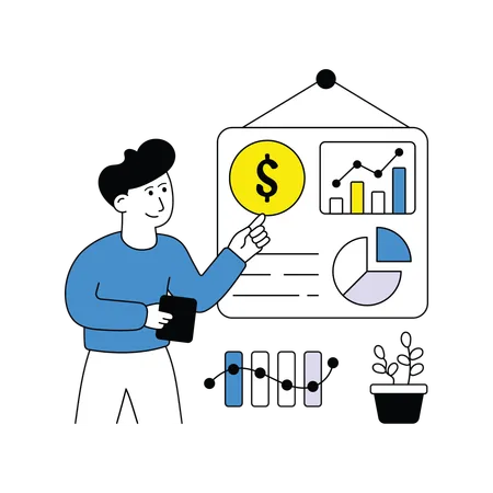 Businessman Presenting Graph Chart  Illustration