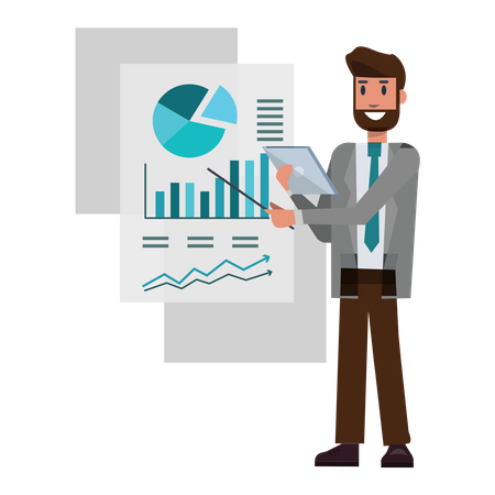 Businessman presenting graph  Illustration