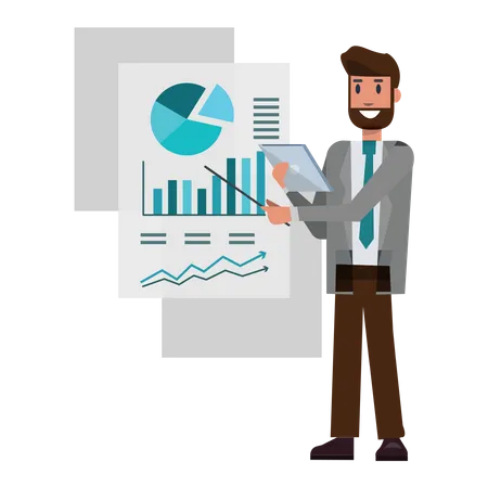 Businessman presenting graph  Illustration