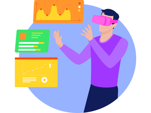 Businessman Presenting Graph using Vr Technology  Illustration