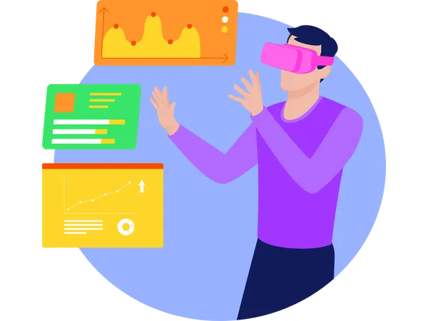 Businessman Presenting Graph using Vr Technology  Illustration