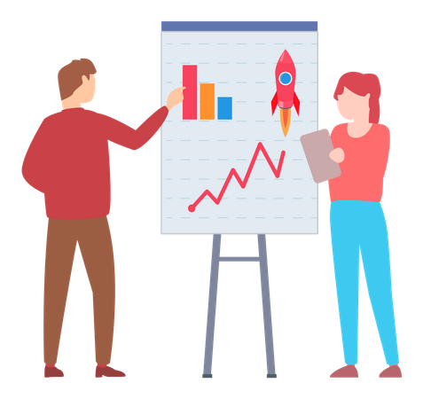 Businessman presenting growth chart  Illustration