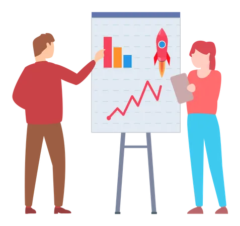 Businessman presenting growth chart  Illustration